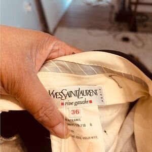 Yves Saint Laurent Ivory Straight Leg Pants